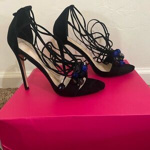 Black and Blue High Heeled Sandals